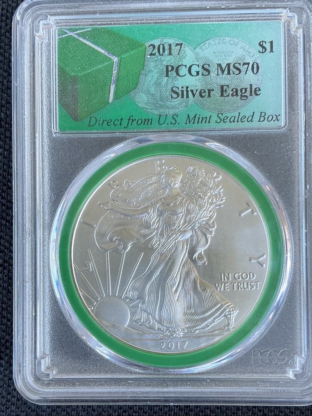 MS70 Silver Eagle 2017 - In A Green PCGS holder
